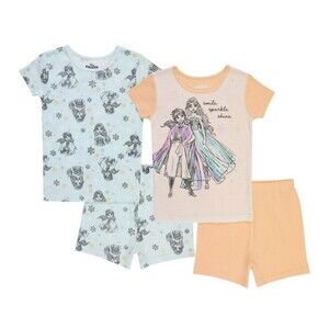 Disney Frozen Girls Pajamas 4 Piece Elsa Anna Cotton Pjs Pajamas Sleep Set 6